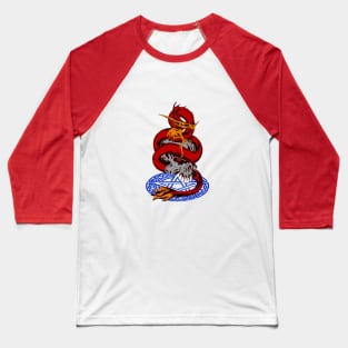 Dragon, Skull, Pentagon Baseball T-Shirt